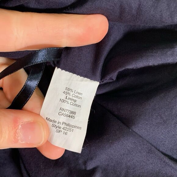 J. Crew Linen Blend Skirt Women's 12 Blue Red Striped Pockets Elastic Waist - Picture 5 of 6